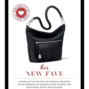 Medium/Large Brighton Black Leather Barbados Shoulder Bag VGUC